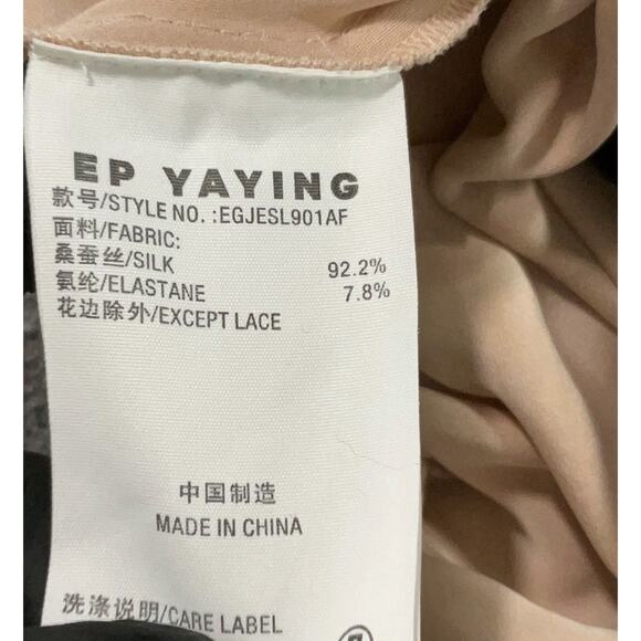 Ep Yaying Silk Garden Party Mini Cocktail Dress Lace Scalloped Hem M Pink - Picture 10 of 10